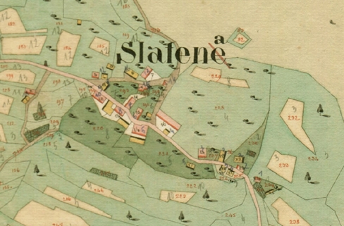 Slatna na karti franc. katastra, 1827
